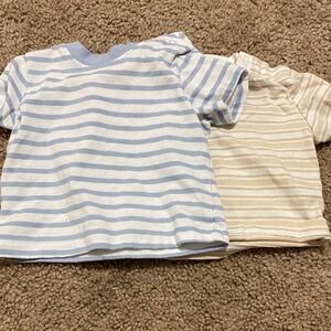 Size 3mo Striped Short Sleeve T-Shirts Bundle - Blue and Tan Stripes